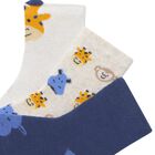 Younger Boys White, Navy Blue & Beige Socks ( 3-Pack ) , 1, hi-res