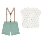 Baby Boys Green & White Shorts Set, 2, hi-res