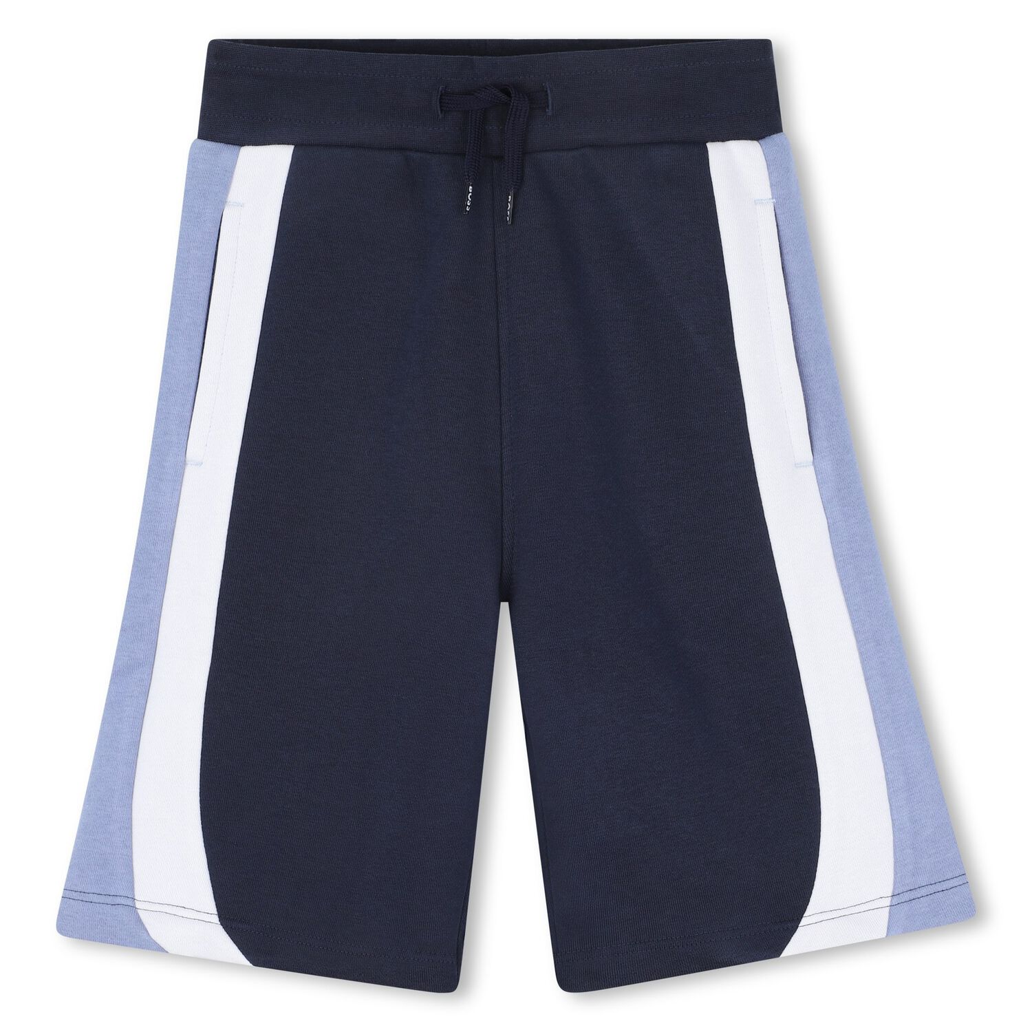 Boys Navy Blue Striped Shorts, 1, hi-res