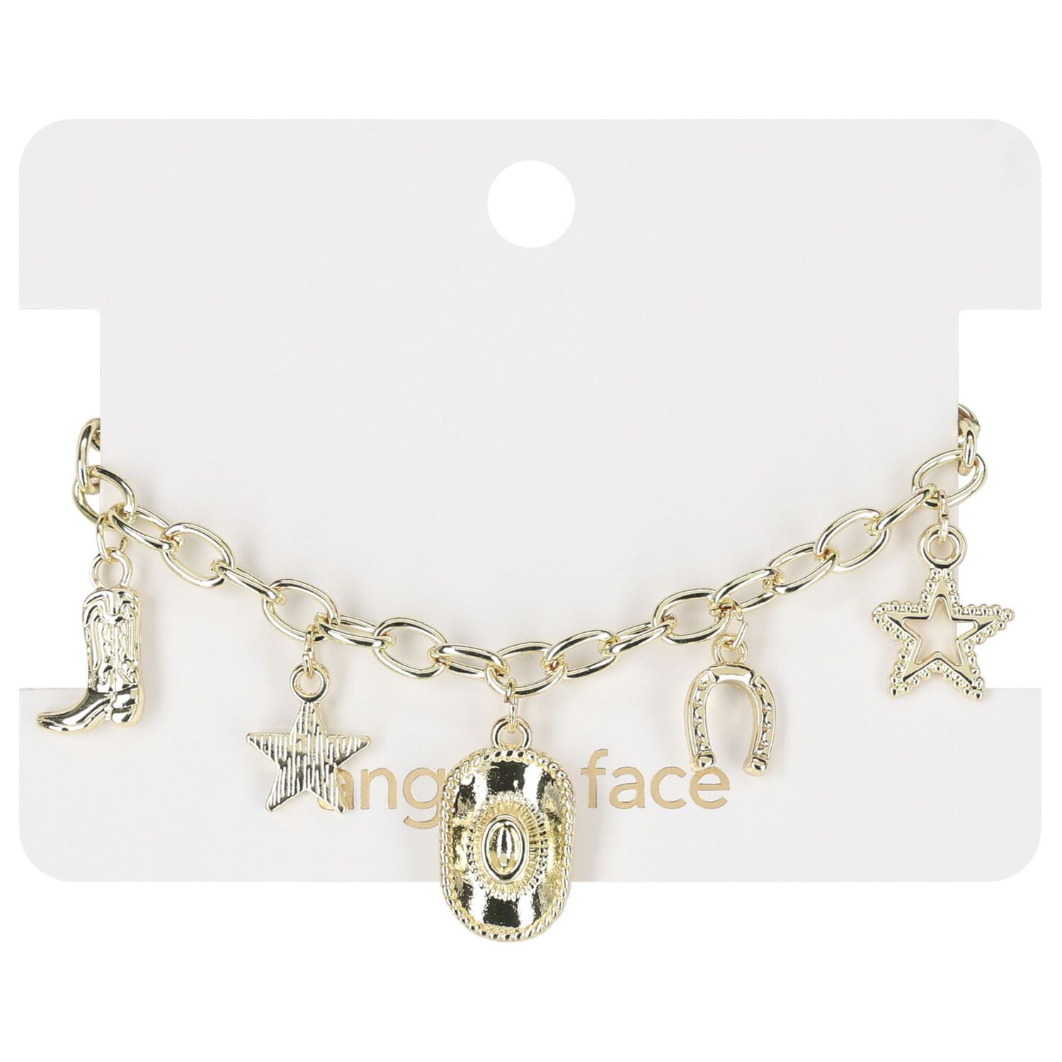 Girls Gold Cowgirl Charm Bracelet, 1, hi-res