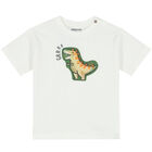 Younger Boys Ivory Dinosaur Holographic T-Shirt, 2, hi-res