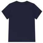 Younger Boys Navy & Gold Logo T-Shirt, 2, hi-res