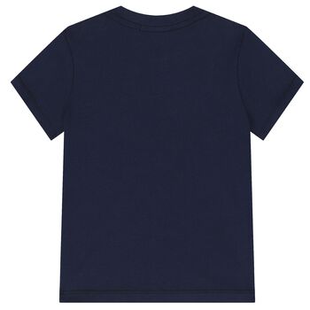 Younger Boys Navy & Gold Logo T-Shirt