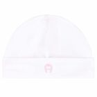Baby Girls White & Pink Logo Hat, 2, hi-res