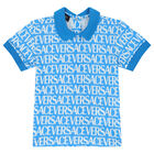 طقم شورت أولاد بالشعار باللون الازرق, 1, hi-res