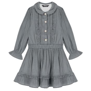 Le Chic Girls Shimmery Grey Ruffled Dress , 1 Girls Shimmery Grey Ruffled Dress
