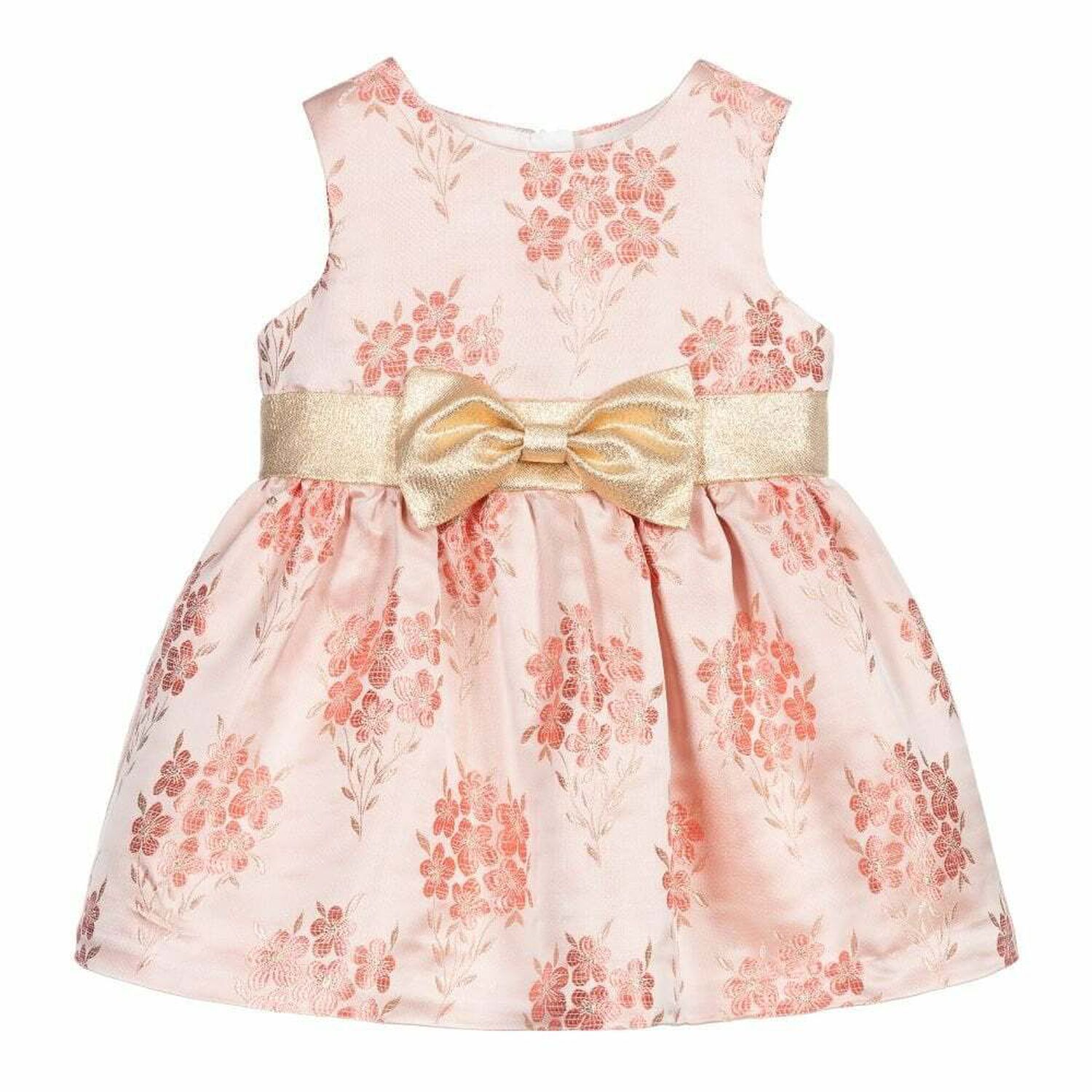 Baby Girls Pink Jacquard Dress, 1, hi-res