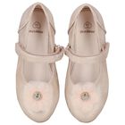 Girls Gold Diamante Flower Shoes, 3, hi-res