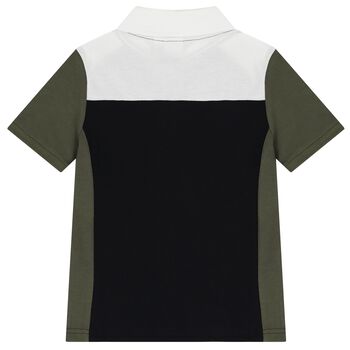 Boys Black, Green & White Logo Polo Shirt