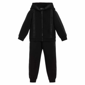 Boys Black Logo Tracksuit