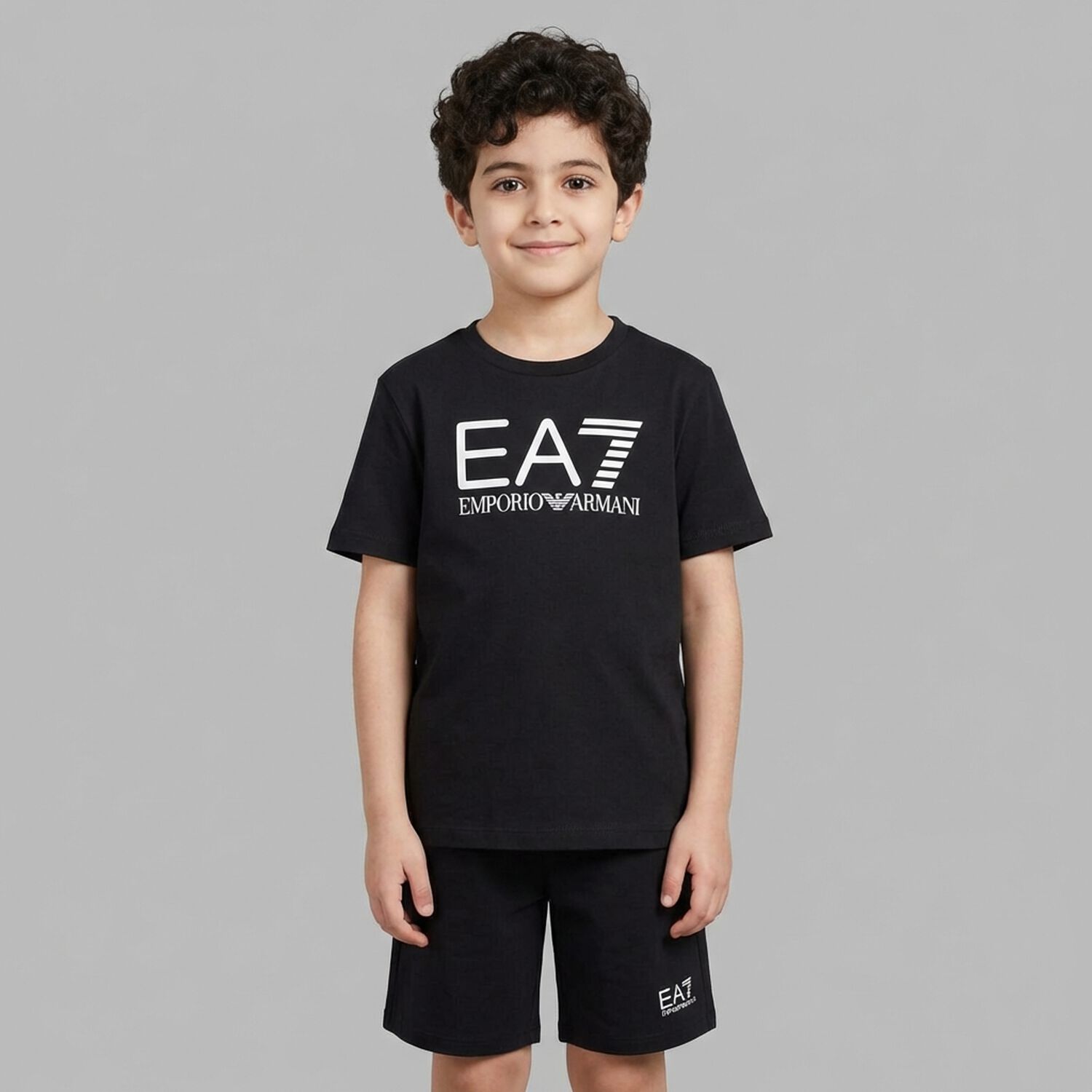 Boys Black Logo Shorts Set, 4, hi-res