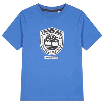 تيشيرت للأولاد بالشعار باللون الأزرق