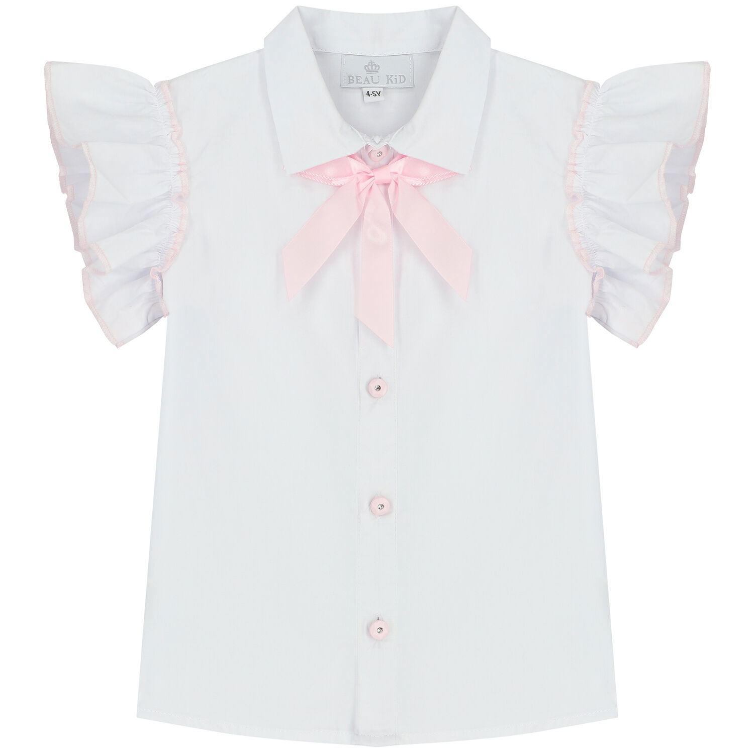 طقم تنورة بنات تول باللون الأبيض والزهري, 1, hi-res