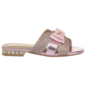 Girls Pink & Silver Embellished Sandals 