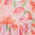 فستان بنات بنقشة زهور باللون الوردي والبرتقالي, 1, hi-res