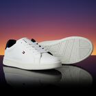 Boys White & Navy Blue Logo Trainers, 2, hi-res