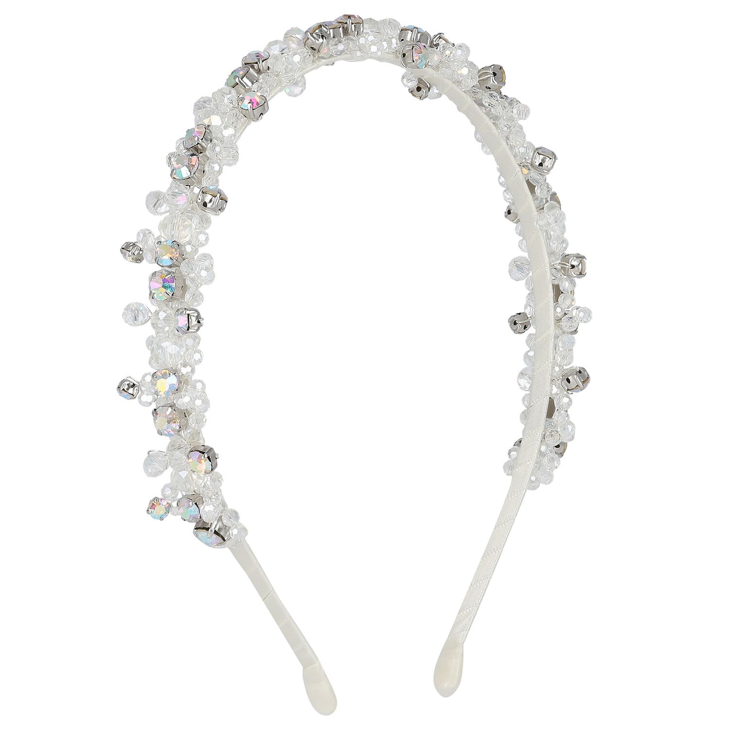Girls Rainbow & White Diamante Headband, 1, hi-res image number null