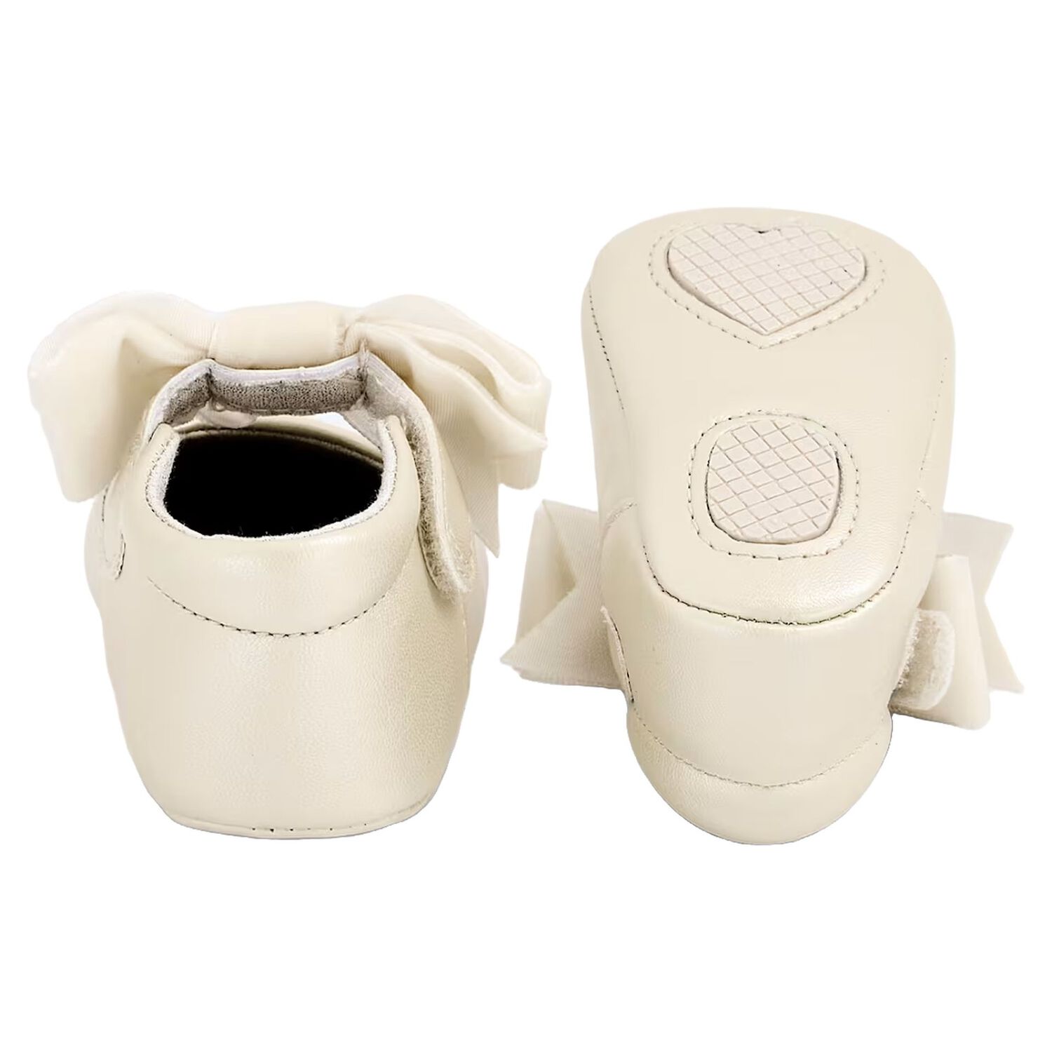 Baby Girls Ivory Bow Leather Pre Walker Shoes, 4, hi-res