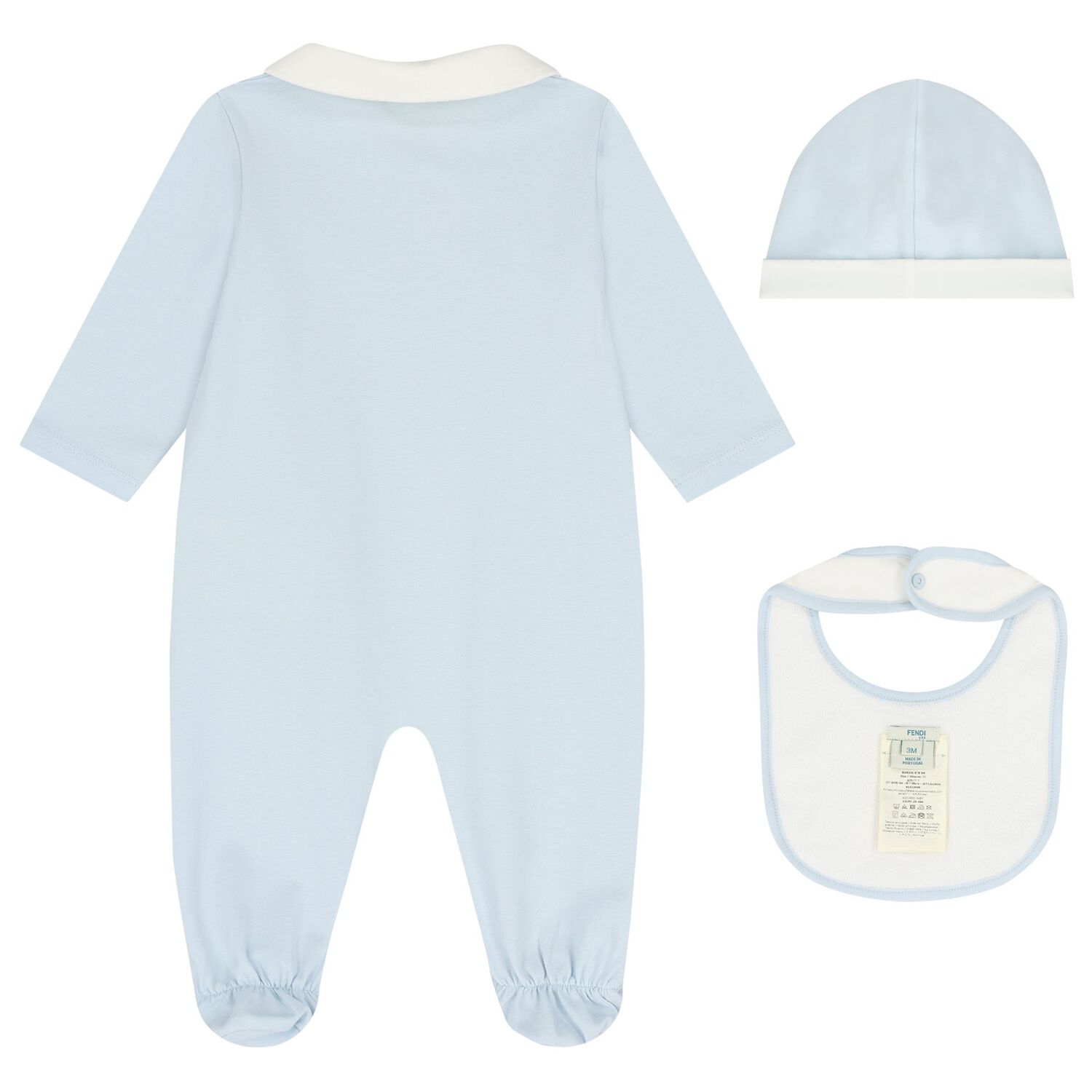Baby Boys Ivory & Blue Logo Babygrow Gift Set, 3, hi-res