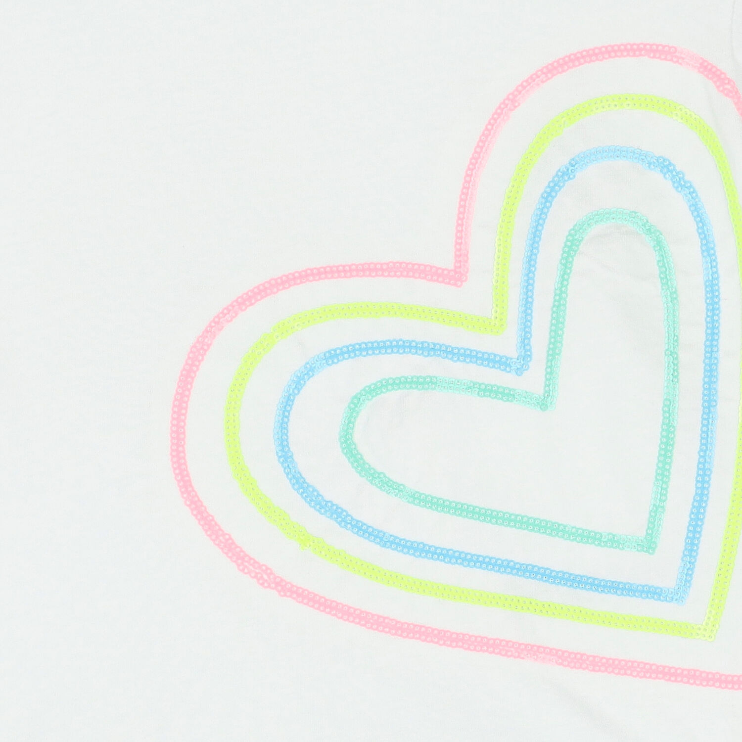 Girls White Sequin Heart T-Shirt, 1, hi-res