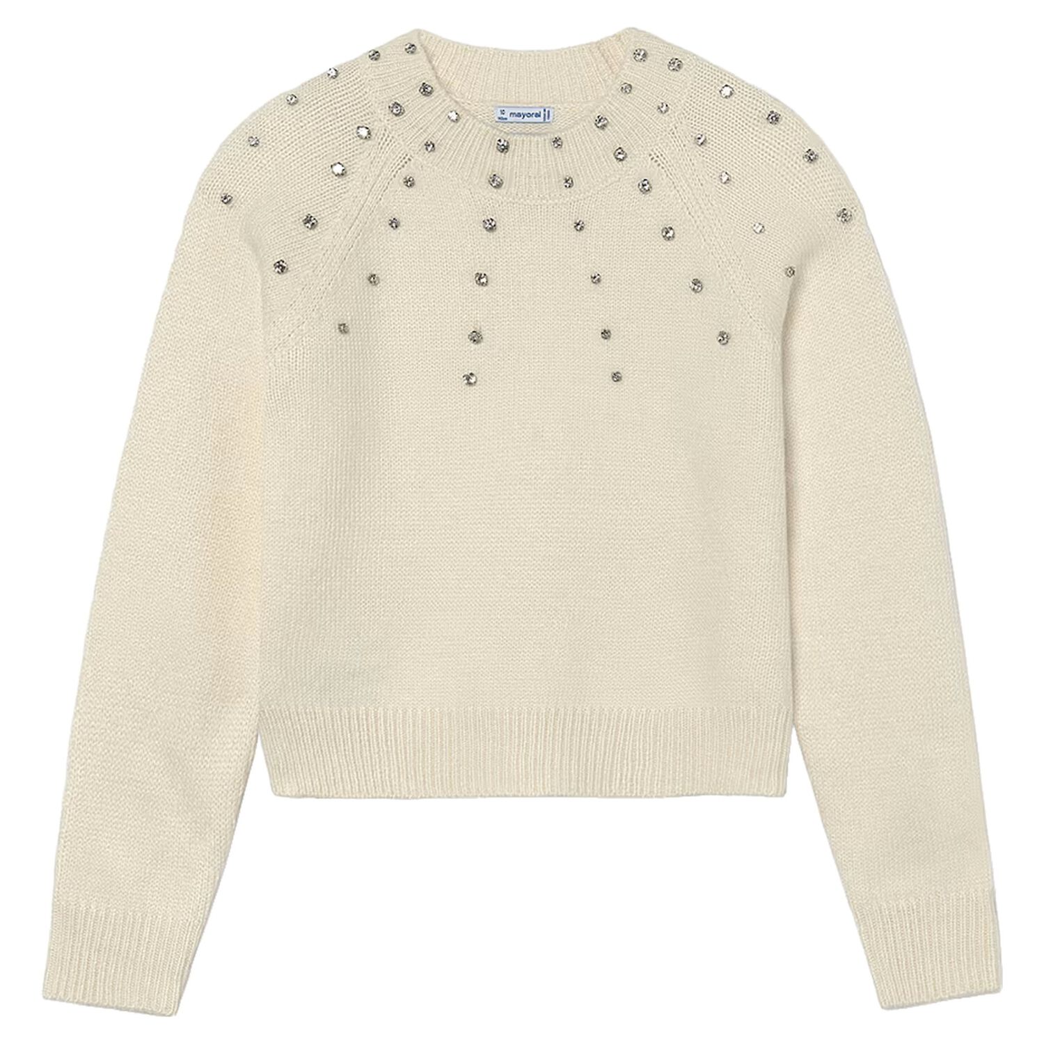 Girls Beige Rhinestone Jumper, 1, hi-res