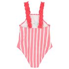 Younger Girls Red Striped Swimsuit, 2, hi-res