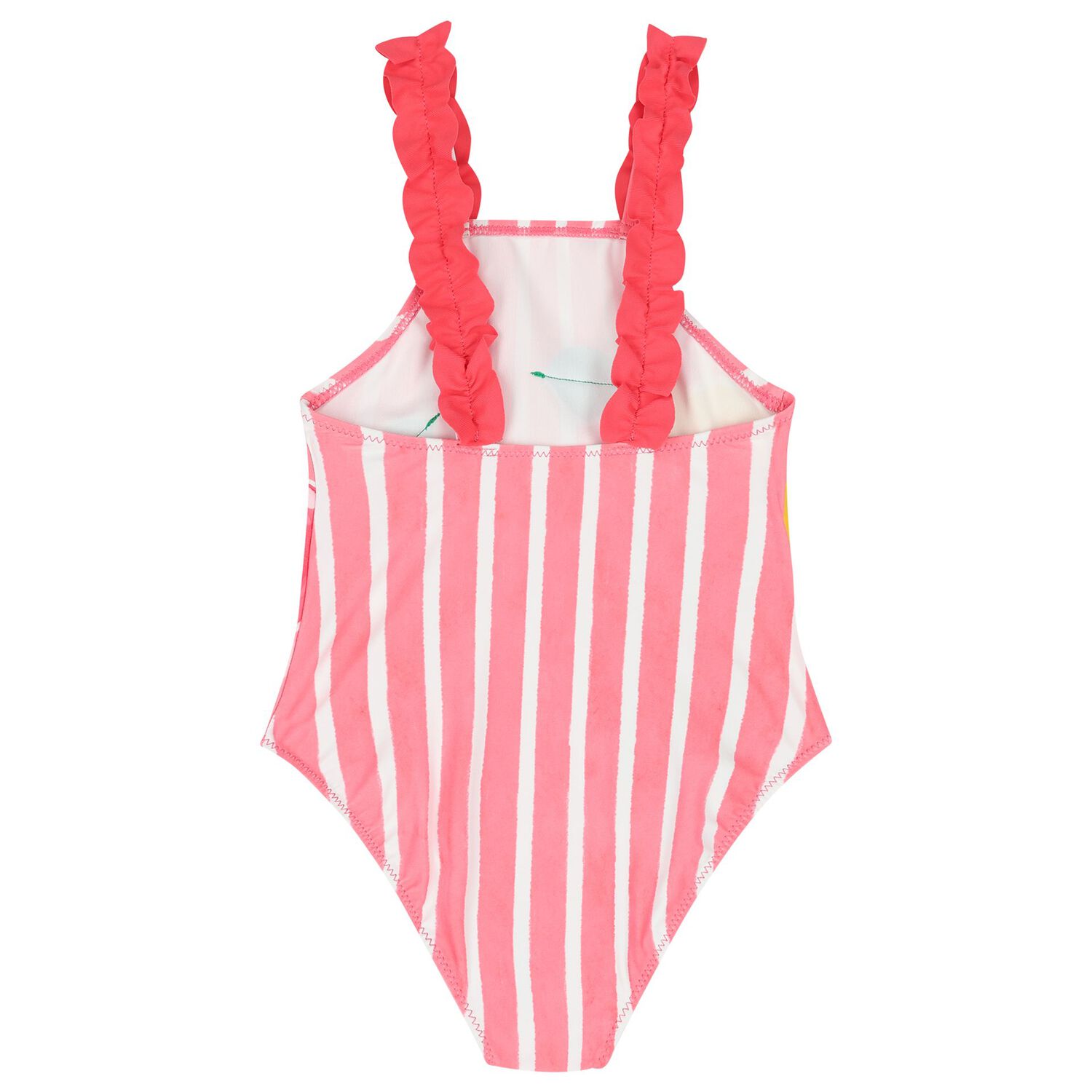 Younger Girls Red Striped Swimsuit, 2, hi-res