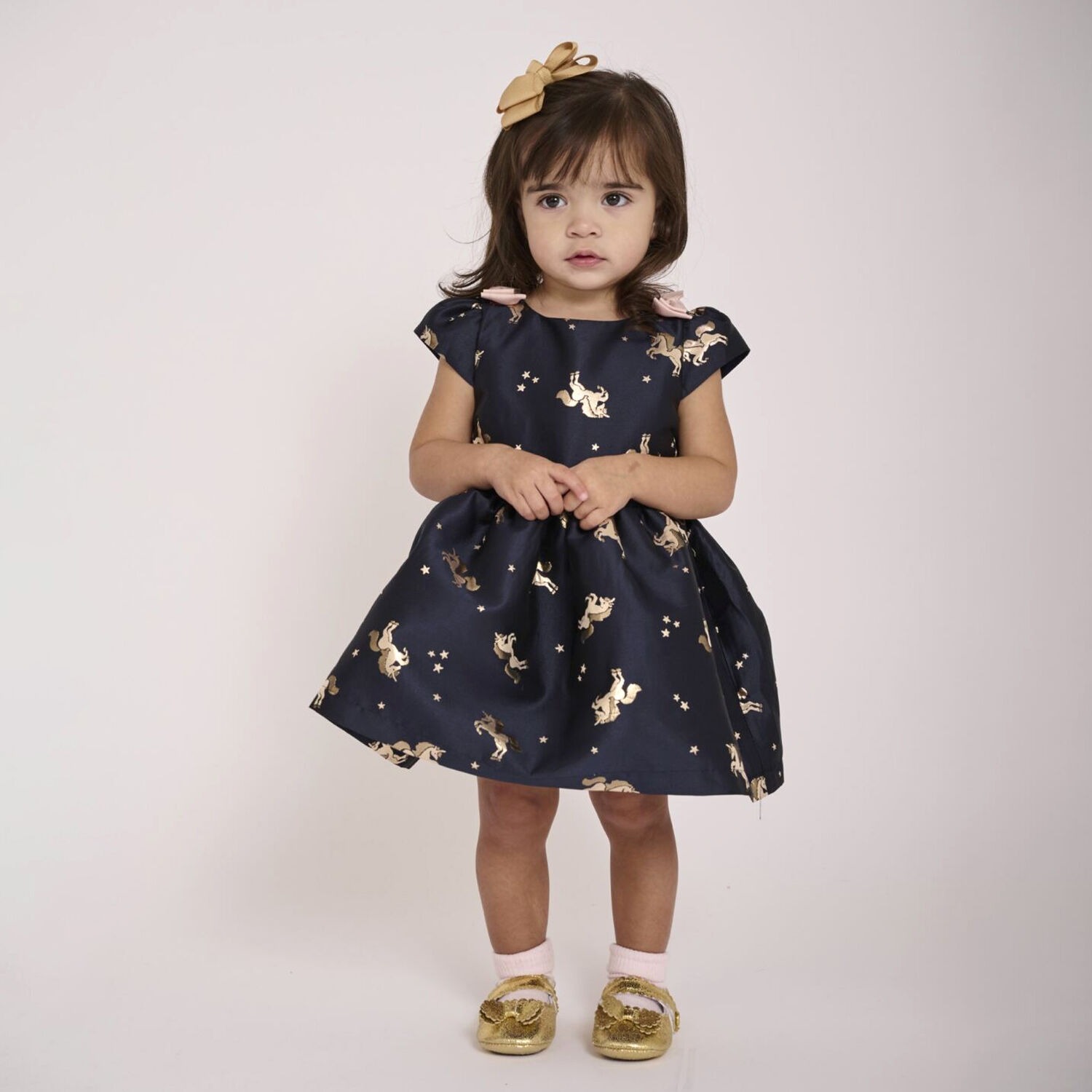  فستان بنات  برسمة وحيد القرن  باللون الكحلي , 2, hi-res