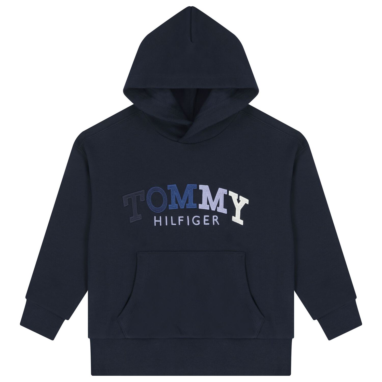 Boys Navy Blue Logo Hooded Top, 1, hi-res