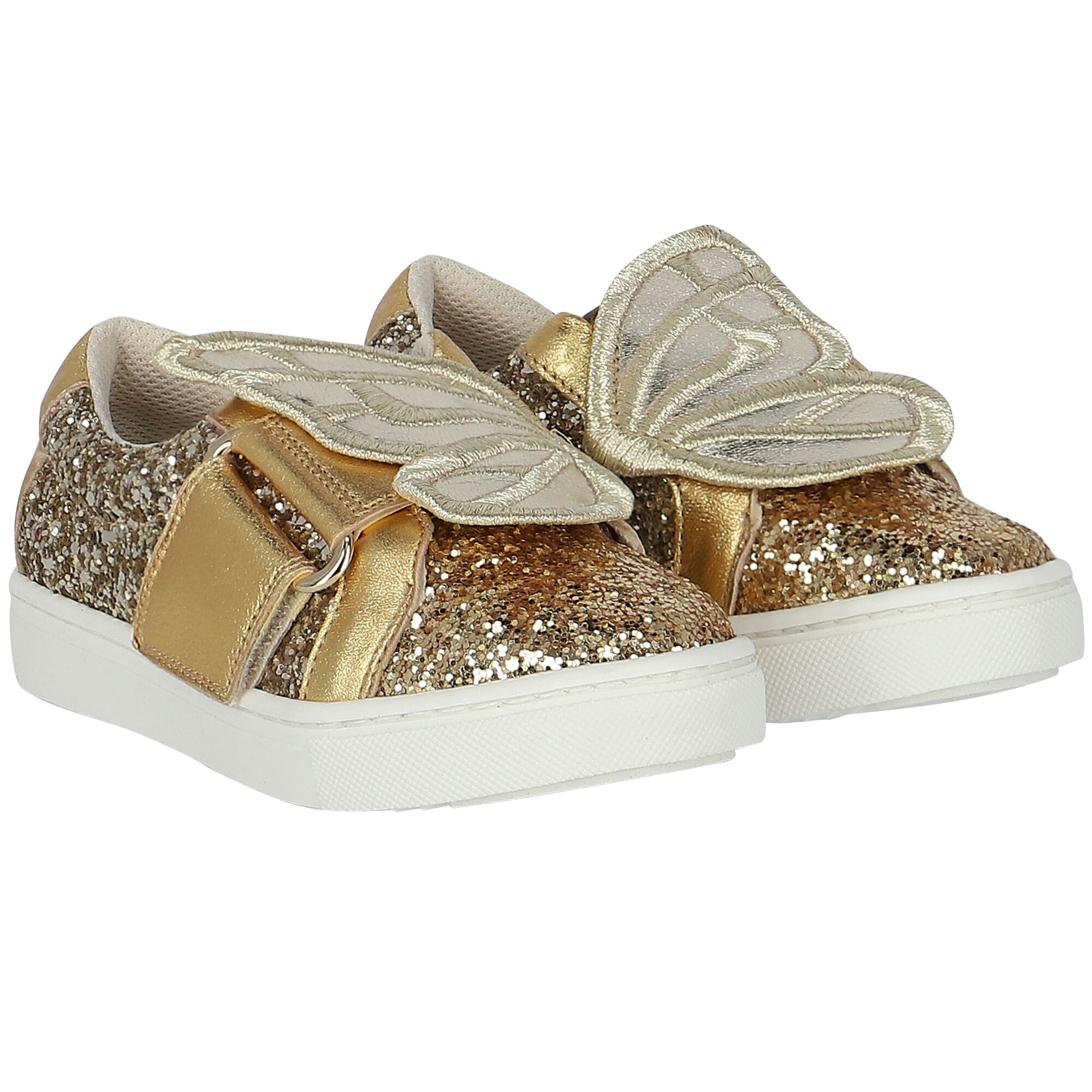 Sophia Webster Mini Girls Gold Embellished Butterfly Trainers Junior Couture UAE