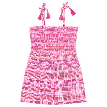 Girls Pink Smocked Playsuit