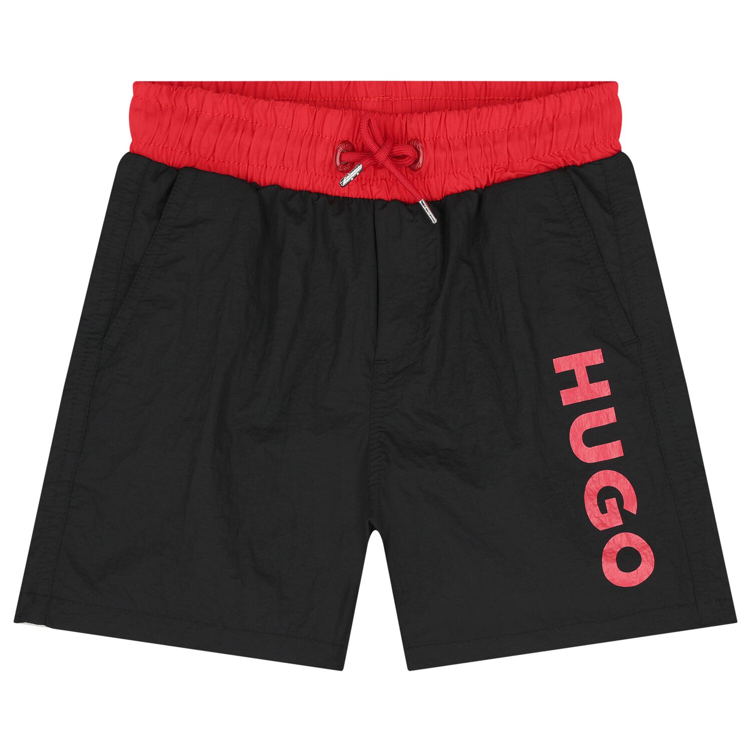 Boys Black Logo Swim Shorts, 1, hi-res