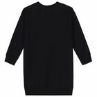 Girls Black Teddy Logo Dress, 2, hi-res