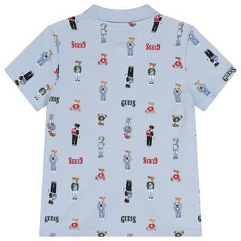 Boys Blue Teddy Bear Logo Polo Shirt
