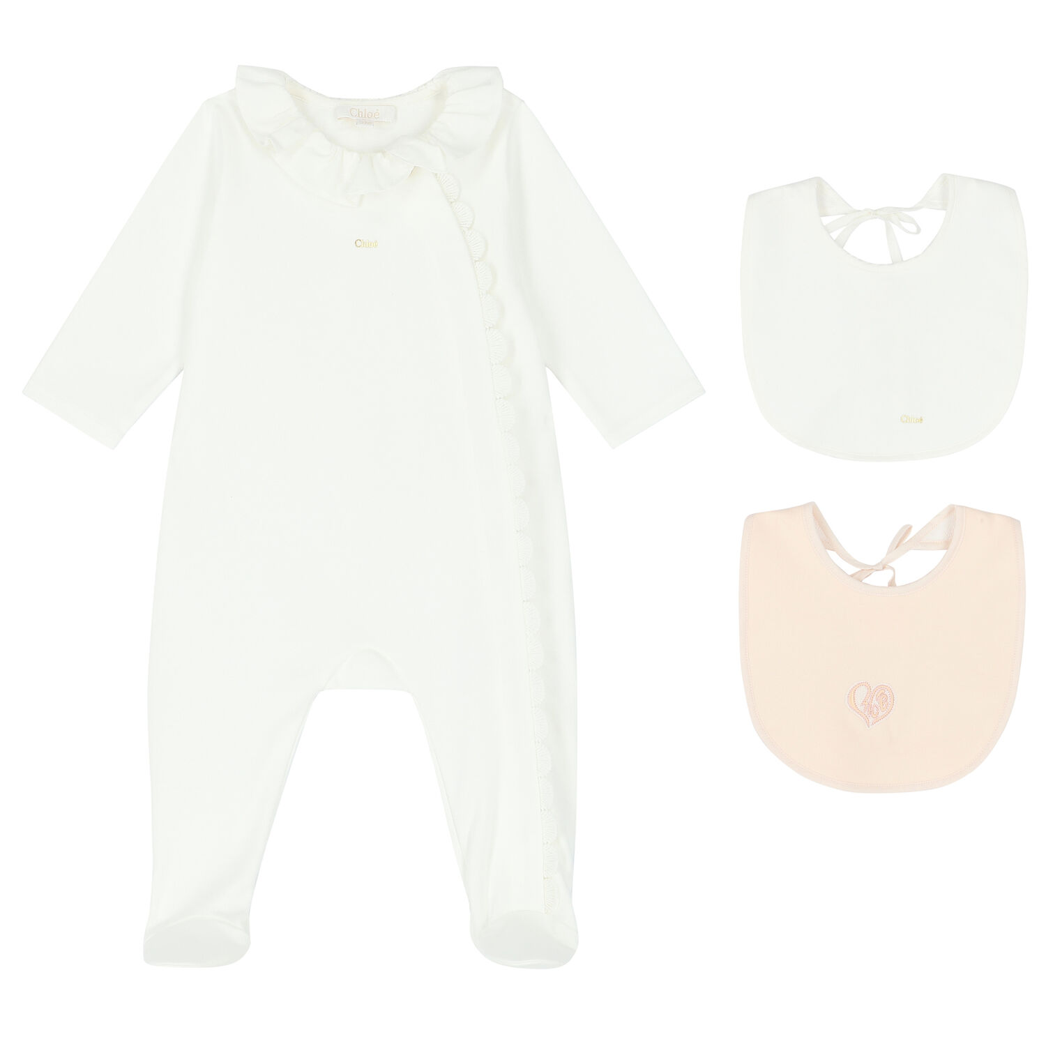Baby Girls Ivory Logo Babygrow Set, 1, hi-res