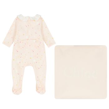 Baby Girls Pink Logo Babygrow Gift Set