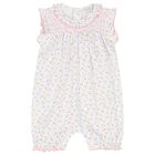 Baby Girls White & Pink Heart Romper, 1, hi-res