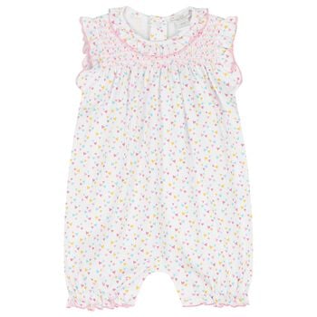 Baby Girls White & Pink Heart Romper
