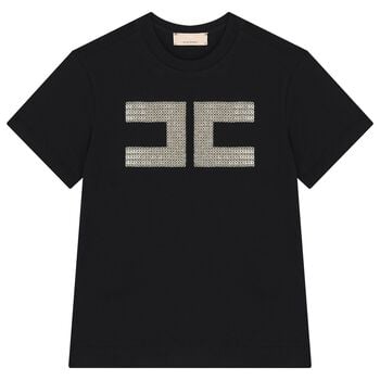 تيشيرت باللون أسود بشعار للبنات