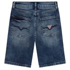Blue Denim Logo Shorts, 1, hi-res