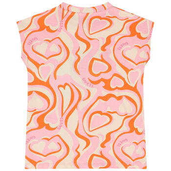 Girls Ivory, Pink & Orange Logo T-Shirt
