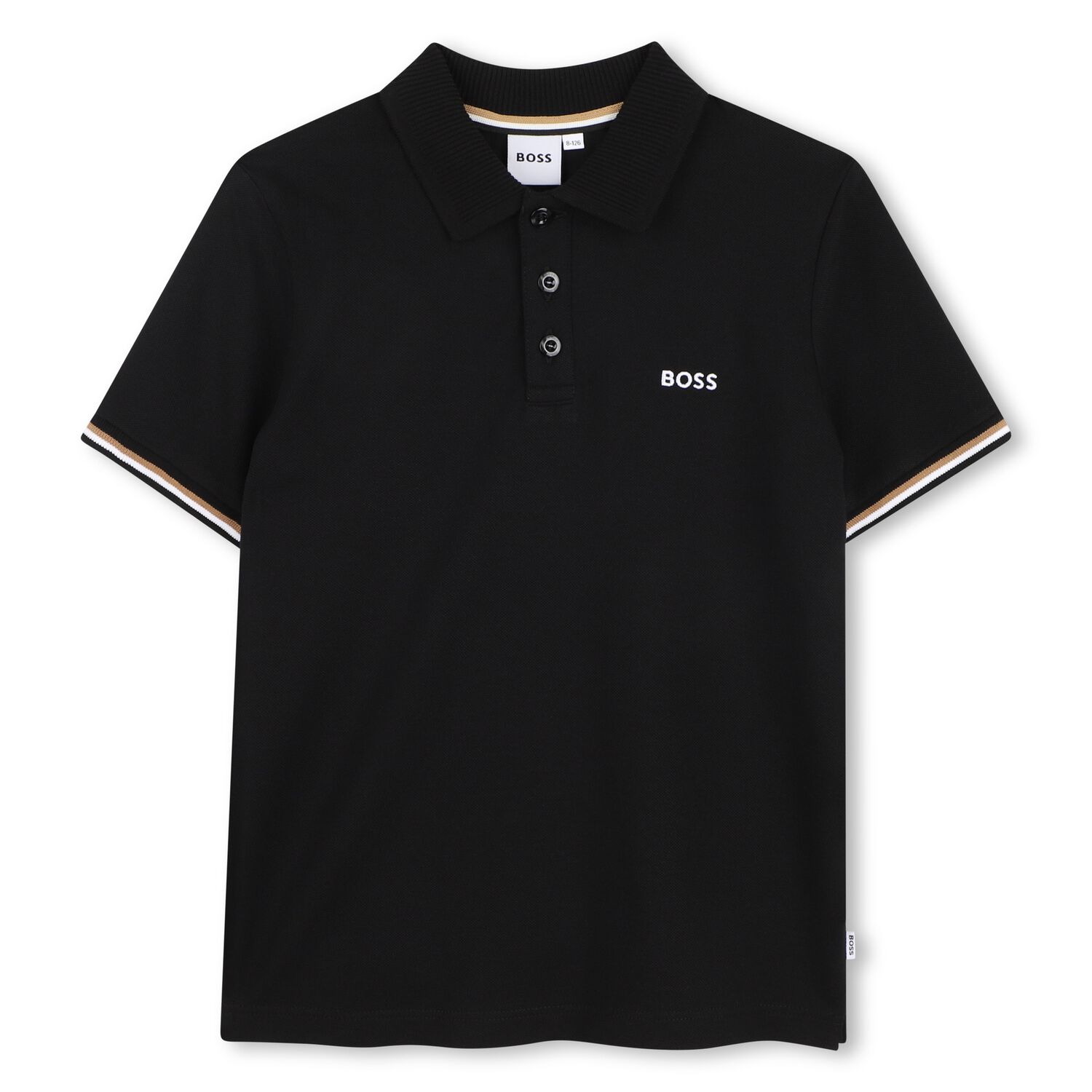 Boys Mini-Me Black Logo Polo Shirt, 2, hi-res