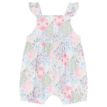 Baby Girls Pink Floral Shirred Romper
