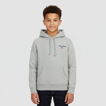 Boys Grey Logo Hooded Top