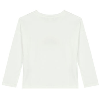Girls Ivory Logo Long Sleeve Top