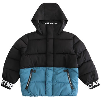 Boys Black & Blue Logo Puffer Jacket