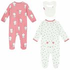 Baby Girls Ivory & Pink Babygrows Set, 1, hi-res