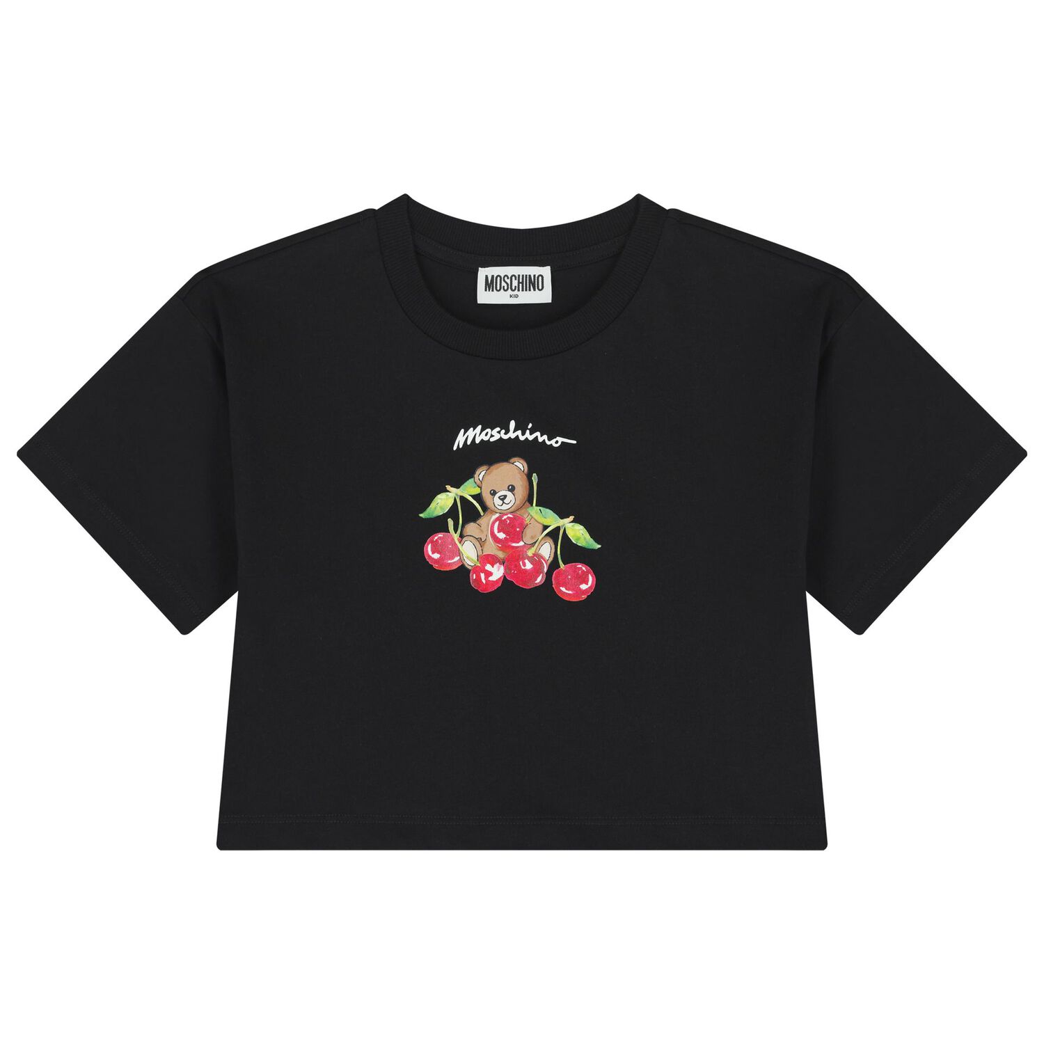 Girls Black Teddy Bear Logo Shorts Set, 1, hi-res