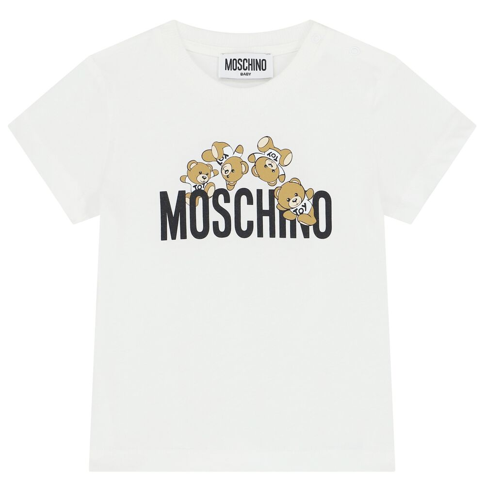 Moschino White Teddy Bear Logo T-Shirt | Junior Couture UAE