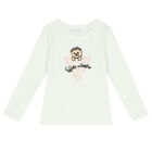 Girls Ivory Logo Long Sleeve Top, 2, hi-res